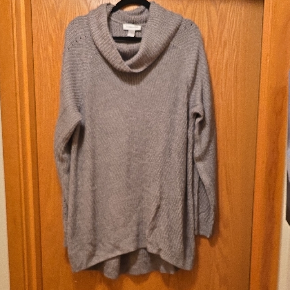 Christopher & Banks Heather Gray Cowl Neck Sweater